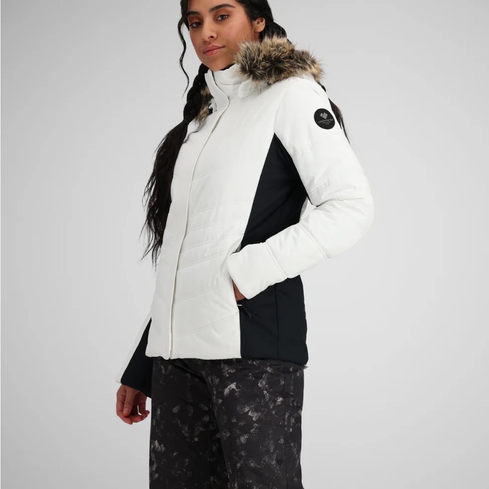 Obermeyer Tuscany II women’s ski jacket, white with black trim, size 6